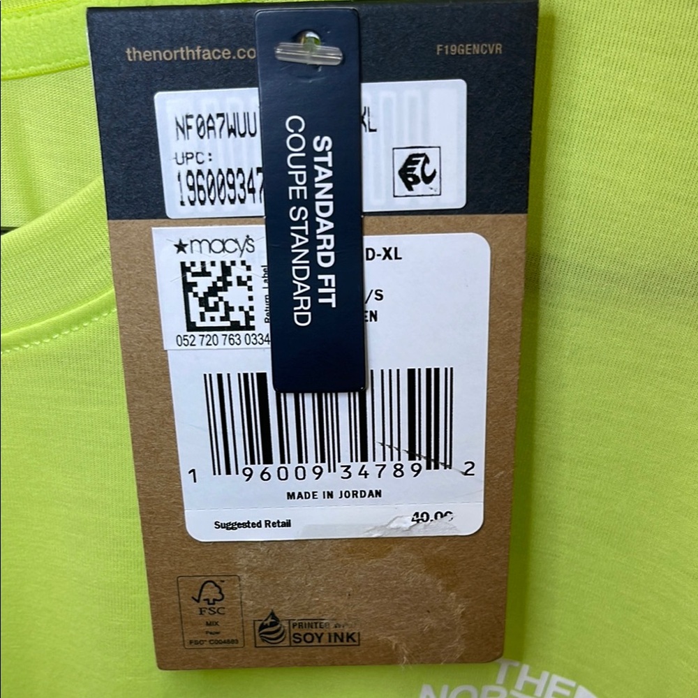 NWT The North Face Men's Neon Green XL T-Shirt - Picture 4 of 6